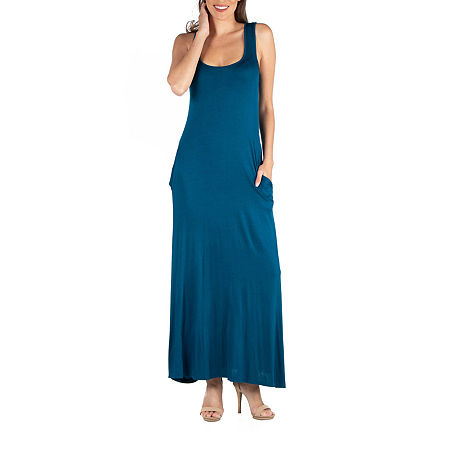  24/7 Comfort Apparel Scoop Neck Sleeveless Maxi Pocket Dress