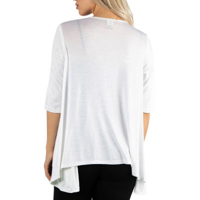 24/7 Comfort Apparel 3/4 Length Sleeve Open Cardigan