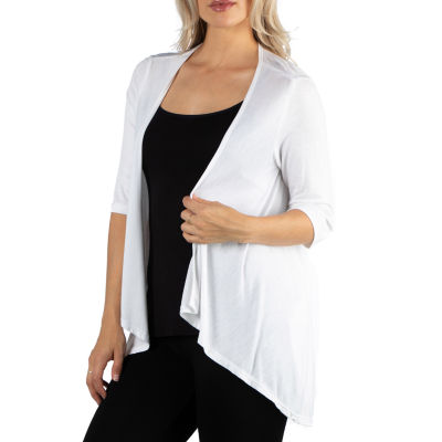 24/7 Comfort Apparel 3/4 Length Sleeve Open Cardigan