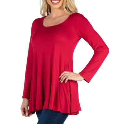 24/7 Comfort Apparel Long Sleeve Solid Flared Tunic Top