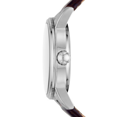 Relic By Fossil Myles Mens Brown Leather Strap Watch Zr77325