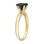 Womens 1 CT. T.W. Genuine Black Diamond 14K Gold Cushion Solitaire Engagement Ring