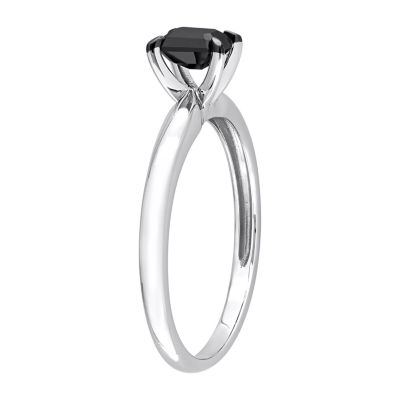 Midnight Black Womens 1/2 CT. Natural Black Diamond 14K White Gold Solitaire Engagement Ring