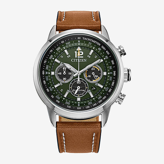 Citizen Avion Mens Chronograph Brown Leather Strap Watch Ca4477-08x