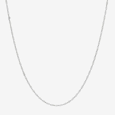 14K White Gold 1.2mm 16-24" Twisted Singapore Chain Necklace 