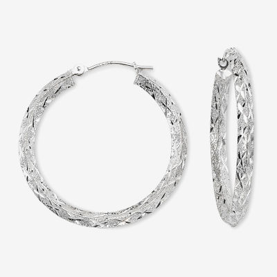 Notched Hoop Earrings 14K White Gold JCPenney