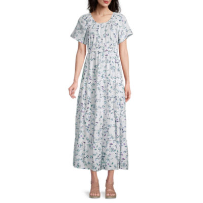 St. John's Bay Short Sleeve Floral Maxi Dress