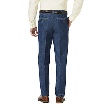 Zeemeeuw leeg cafetaria Haggar Premium Stretch Denim Classic Fit Flat Front Pants-JCPenney, Color:  Medium Wash Denim