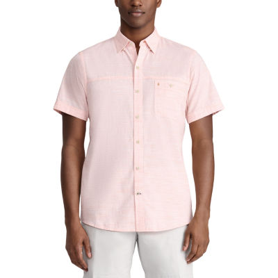 IZOD Saltwater Dockside Chambray Mens Athletic Fit Short Sleeve Button