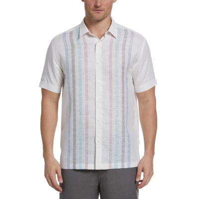 Cubavera Mens Regular Fit Short Sleeve Panel Button-Down Shirt