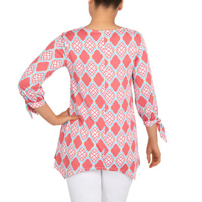 Larky Lark Plus Womens Round Neck 3/4 Sleeve Tunic Top