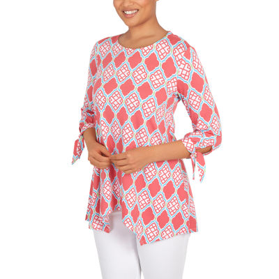 Larky Lark Plus Womens Round Neck 3/4 Sleeve Tunic Top