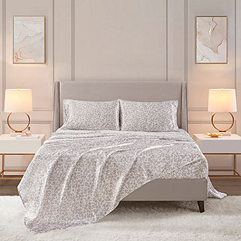 Madison Park Essentials - Satin Wrinkle-Free Luxurious 6-Piece Sheet Set - Grey - Full