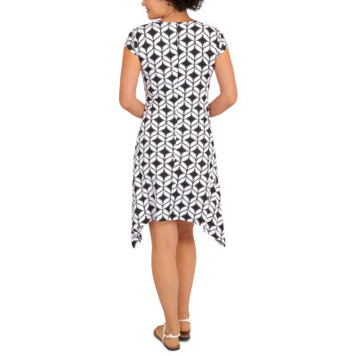 Larky Lark Womens Short Sleeve Geometric A-Line Dress