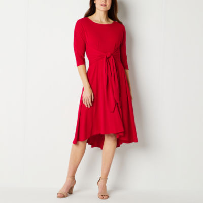 Robbie Bee 3/4 Sleeve Midi Fit + Flare Dress