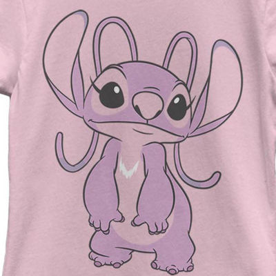 Little & Big Kid Girls Crew Neck Short Sleeve Slim Fit Lilo & Stitch Graphic T-Shirt