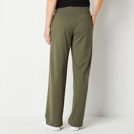 Stylus Womens High Rise Wide Leg Pant, Small Long, Green