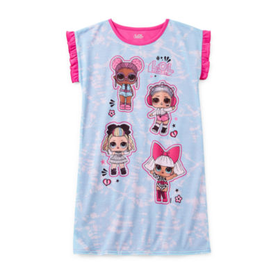 Little & Big Girls LOL Round Neck Short Sleeve Nightgown