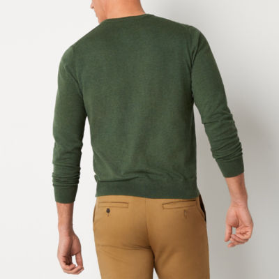 St. John's Bay Fine Gauge Mens V Neck Long Sleeve Pullover Sweater