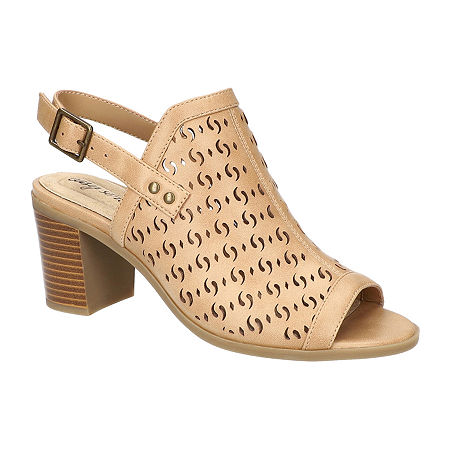Easy Street Womens Chellie Heeled Sandals, 8 Medium, Beige