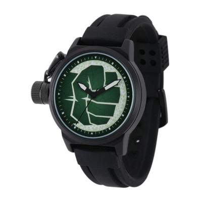 Marvel® Hulk Mens Black Silicone Strap Crown Protector Watch