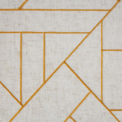 Archaeo Jigsaw Embroidery Linen Blend Rod Pocket Sheer Single Curtain Panel