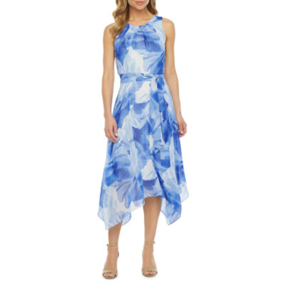 Jessica Howard Sleeveless Floral High-Low Fit + Flare Dress
