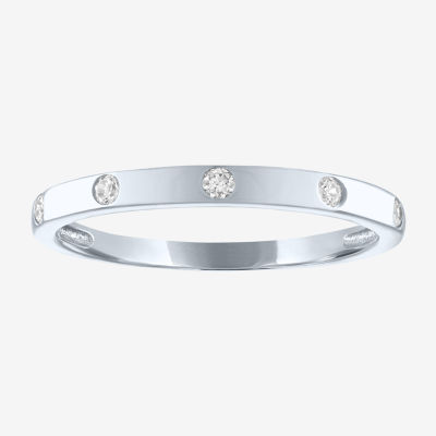 (G-H / Si2-I1) Womens 2MM 1/10 CT. T.W. Lab Grown White Diamond 10K Gold Wedding Band