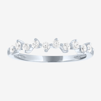 (G-H / Si2-I1) Womens 1/4 CT. T.W. Lab Grown White Diamond 10K White Gold Wedding Band