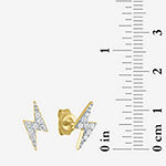 Diamond Addiction 1/10 CT. T.W. Genuine White Diamond 14K Gold Over Silver LIghtning Bolt Stud Earrings