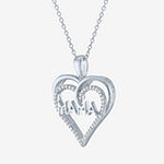 "Mama" Womens 1/10 CT. T.W. Genuine White Diamond Sterling Silver Heart Pendant Necklace