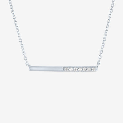 Diamond Addiction Womens 1/10 CT. T.W. Genuine White Diamond Sterling Silver Bar Pendant Necklace