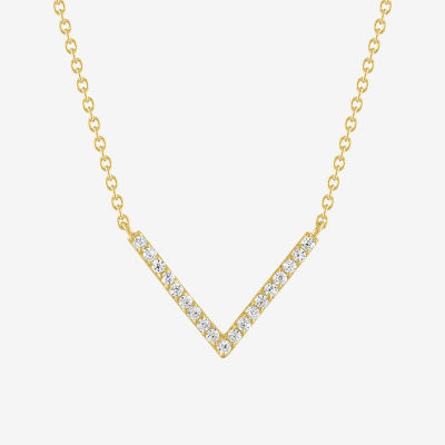 Diamond Addiction Womens 1/6 CT. T.W. Genuine White Diamond 14K Gold Over Silver Chevron Necklaces