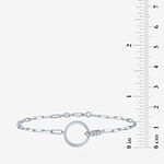 Diamond Addiction Sterling Silver 8 Inch Paperclip Circle Chain Bracelet