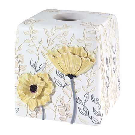 Avanti Marielle Tissue Box Cover, One Size, Yellow