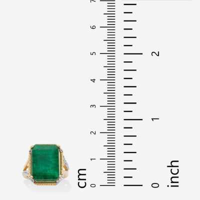 Womens Genuine Green Emerald 14K Gold Over Silver Cocktail Ring