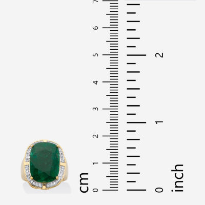 Womens Genuine Green Emerald 14K Gold Over Silver Cocktail Ring