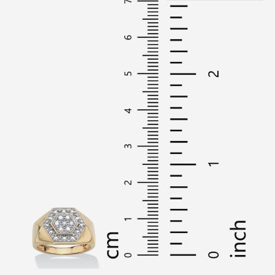 Mens 1/10 CT. T.W. Mined White Diamond 18K Gold Over Silver Fashion Ring