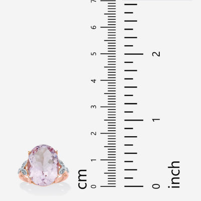 Womens Genuine Pink Amethyst 14K Rose Gold Over Silver Cocktail Ring