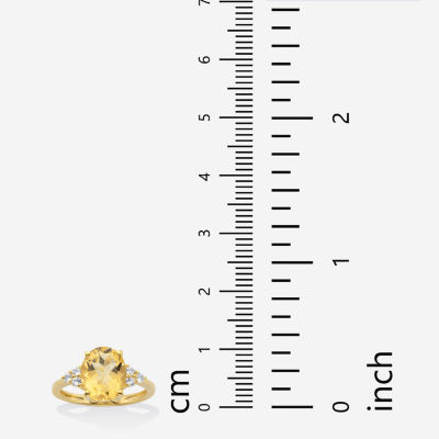 Womens Genuine Yellow Citrine 14K Gold Over Silver Cocktail Ring