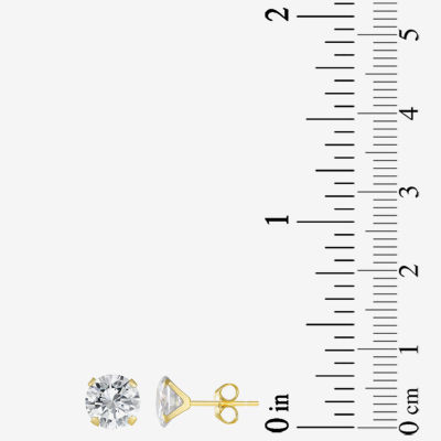 Cubic Zirconia Stud Earrings, 10K Gold Round