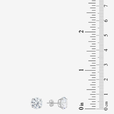 Cubic Zirconia 14K White Gold 8mm Stud Earrings