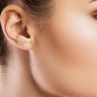 Cubic Zirconia 14K White Gold 8mm Stud Earrings