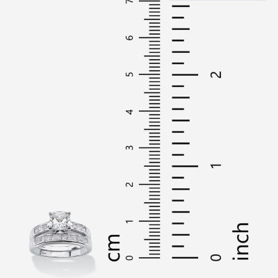 DiamonArt® Womens 2 CT. T.W. White Cubic Zirconia 10K White Gold Bridal Set