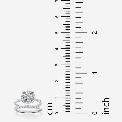 DiamonArt® Womens 2 3/4 CT. T.W. White Cubic Zirconia Platinum Over Silver Round Bridal Set