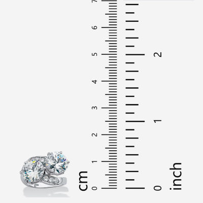 DiamonArt® Womens White Cubic Zirconia Platinum Over Silver Cocktail Ring