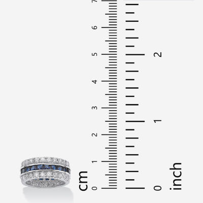 DiamonArt® 6MM Blue Cubic Zirconia Pure Silver Over Brass Band