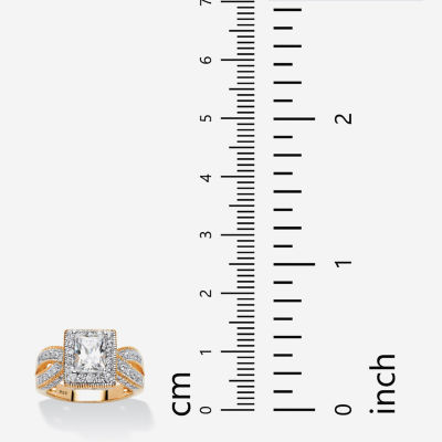 DiamonArt® Womens /2 CT. T.W. White Cubic Zirconia 18K Gold Over Silver Engagement Ring