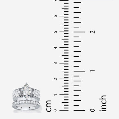 DiamonArt® Womens 3 CT. T.W. White Cubic Zirconia Platinum Over Silver Bridal Set