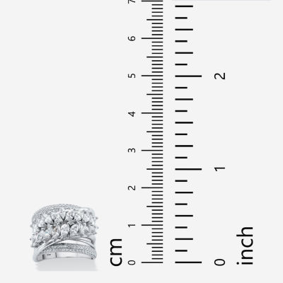 DiamonArt® Womens 4 1/4 CT. T.W. White Cubic Zirconia Platinum Over Silver Cocktail Ring